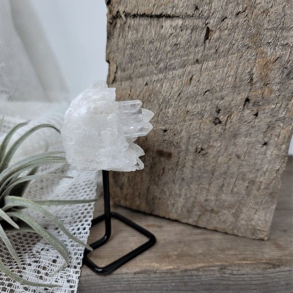 Genuine Crystal Quartz Point Cluster Metal Modern Stand - Picture 7 of 10